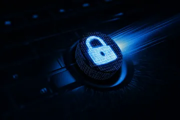 A laptop glowing with a bright login prompt in a minimalistic setup, symbolizing the protected access system at 786BD.